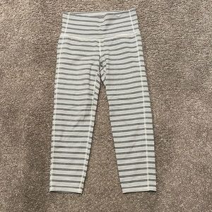 Athleta Gray and White Striped Leggings